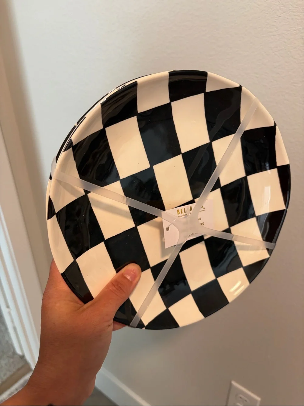 Black and White Checkered Ceramic Dinner Plate - Home Dining